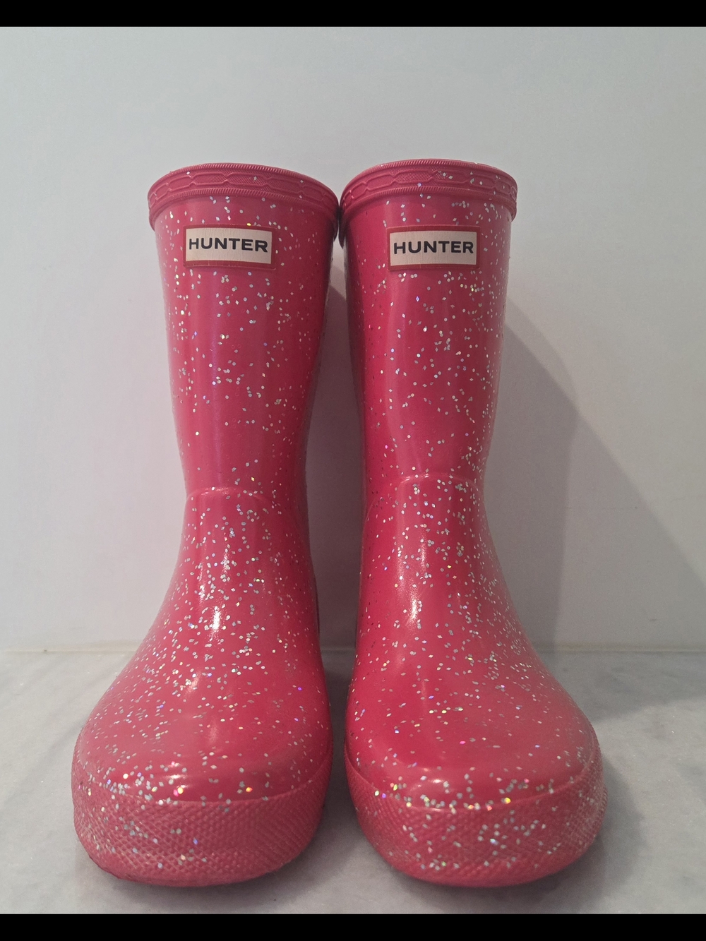 Hunter Pink Glitter Kids' Rain Boots